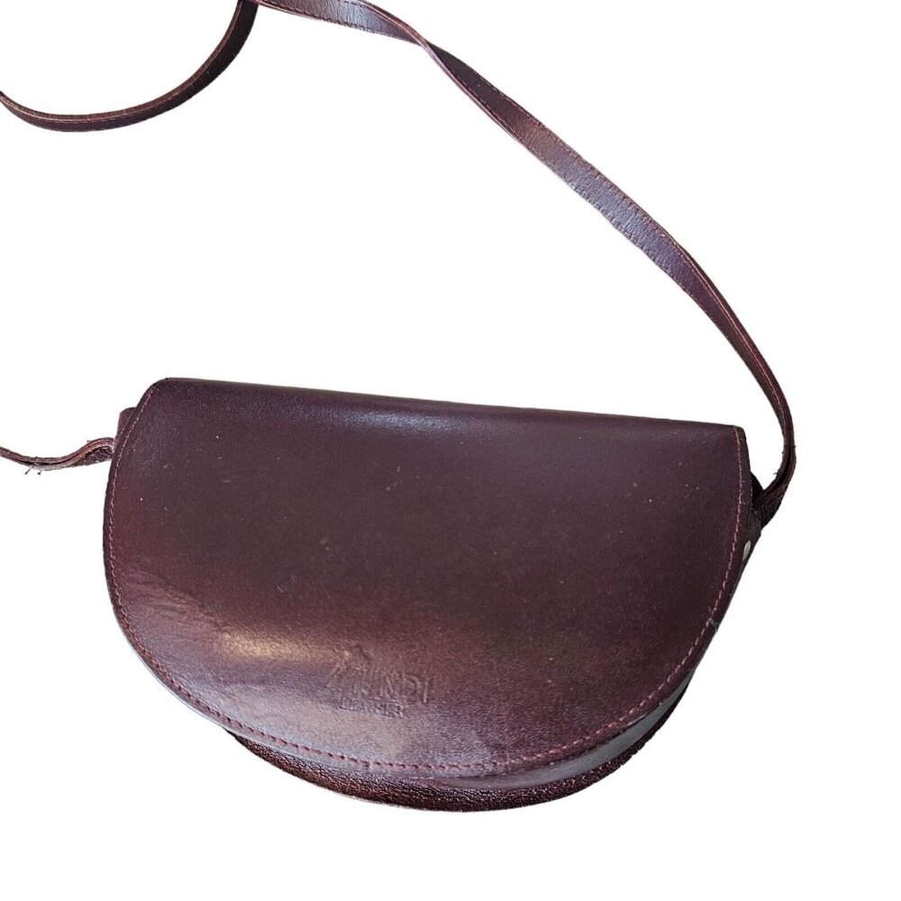 Vintage 80s Oxblood Leather Saddle Bag Purse‎ W Wallet Half Moon Brazil Boho - Picture 6 of 16